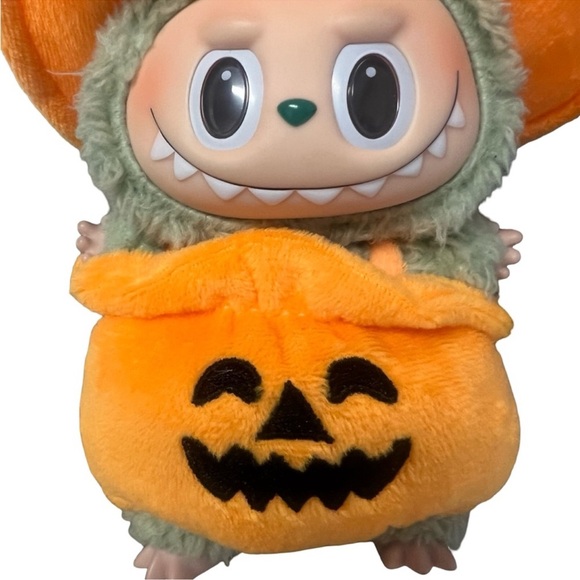 Halloween Pumpkin costume and hat for Labubu monster dolls NEW + sticker bonus - Picture 4 of 7